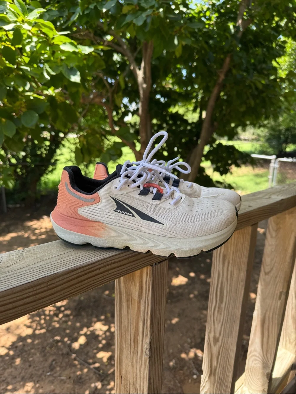 Altra White and Coral Trail Running Shoes